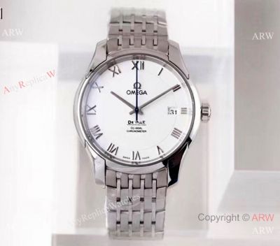 (VS Factory) Swiss Omega De Ville Co-Axial 41mm Watch Stainless steel White Roman Dial